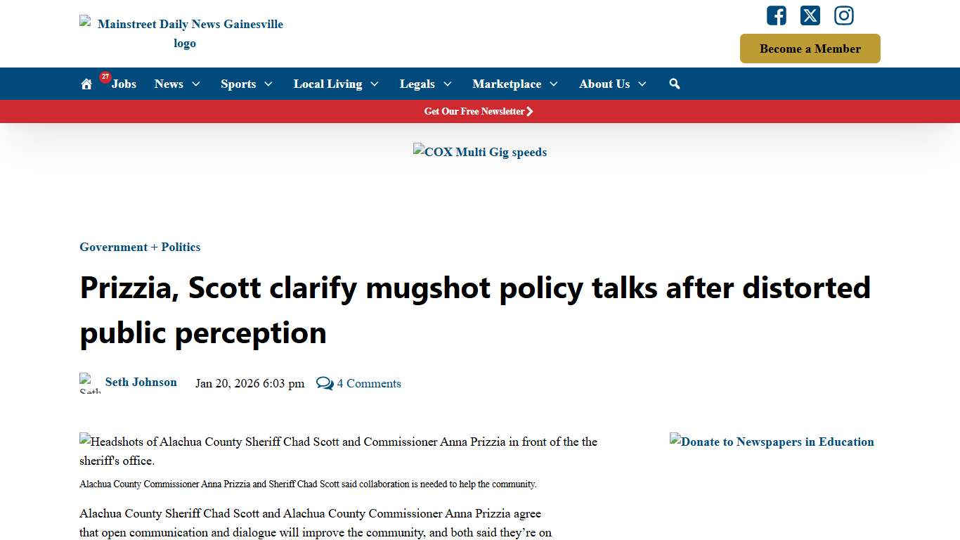 Prizzia, Scott clarify mugshot policy talks after distorted public perception